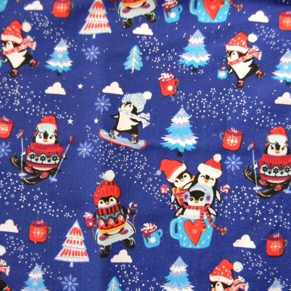 Serene Uniforms Christmas Winter Penguins Blue Scrub Tops Sz S NWT - Picture 4 of 4